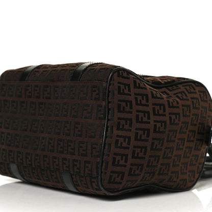 Fendi Zucchino Canvas Small Forever Boston Brown Black 9 of 12