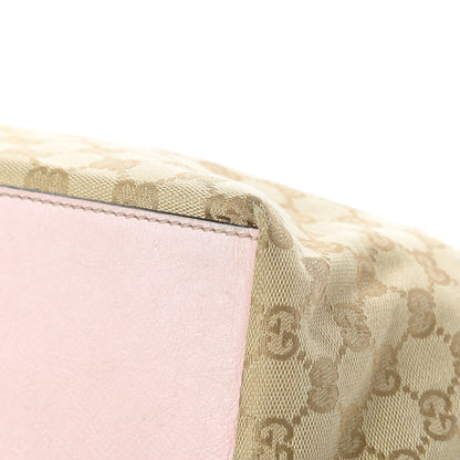Gucci GG Monogram Medium Web Handle Bucket Tote Pink Blue 11 of 17