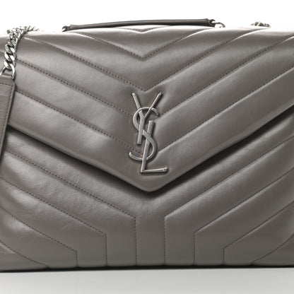Saint Laurent Calfskin Y Quilted Monogram Medium Loulou Chain Satchel Earth 7 of 12