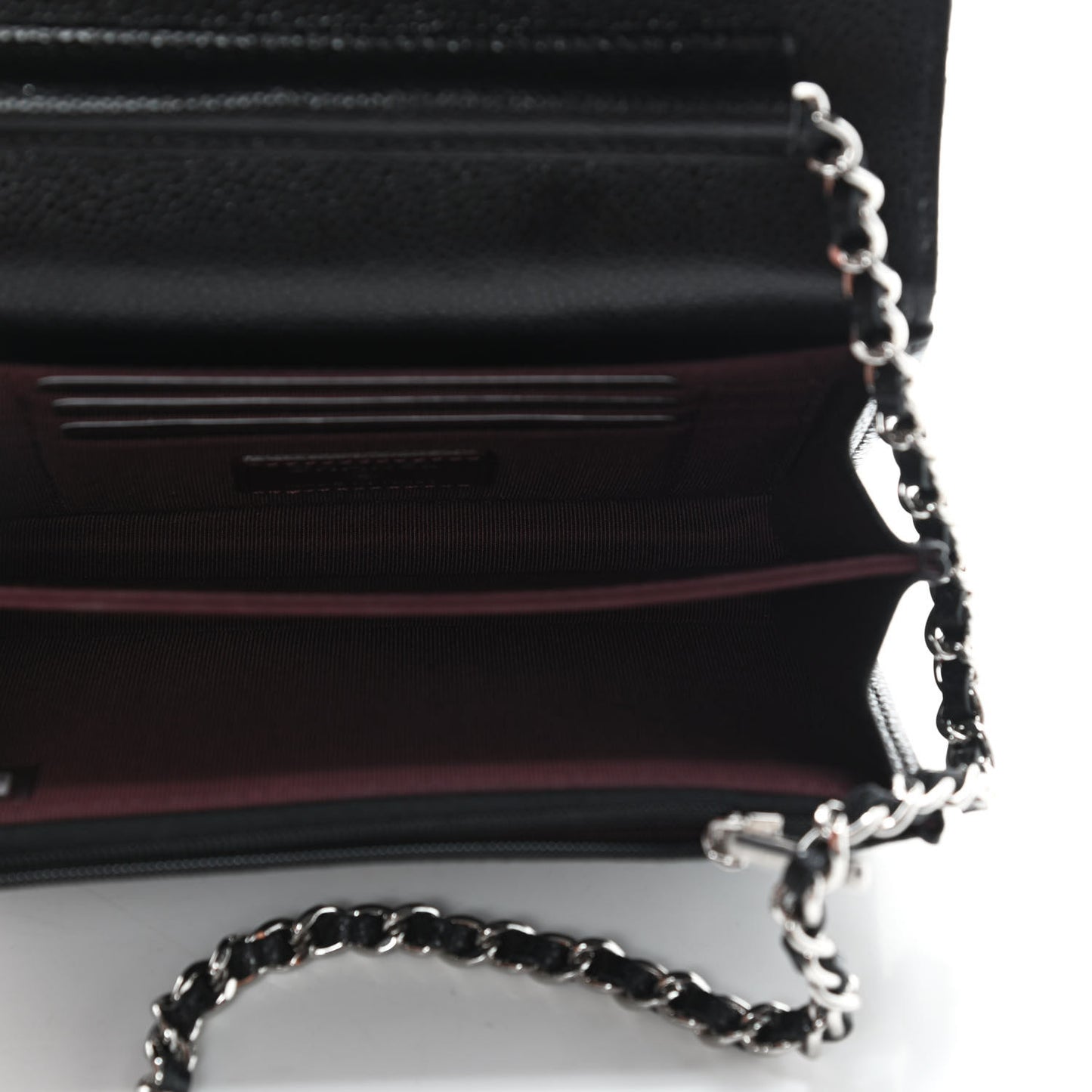 Caviar Quilted Mini Wallet On Chain WOC Black