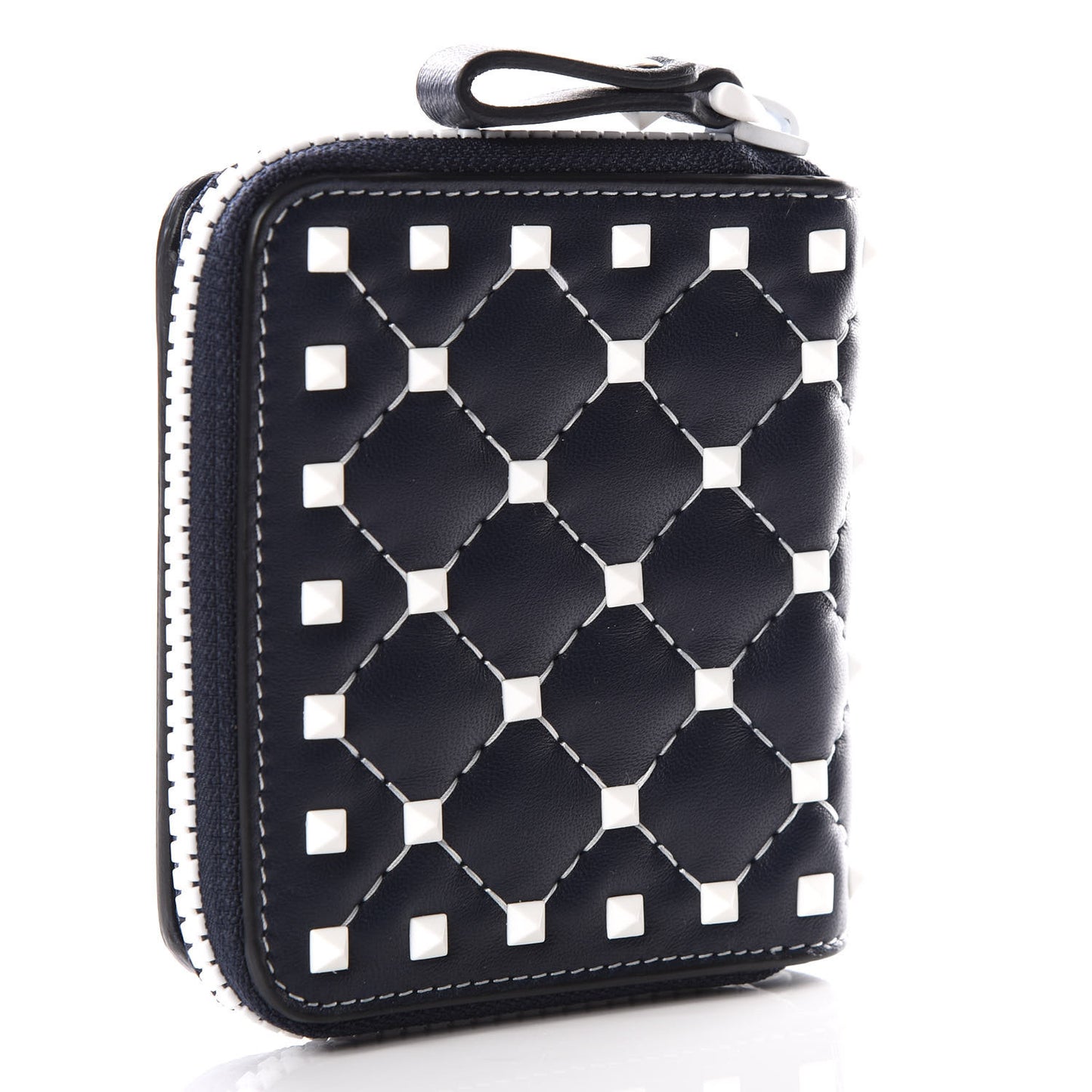 Nappa Free Rockstud Spike Compact Zip Around Wallet Marine