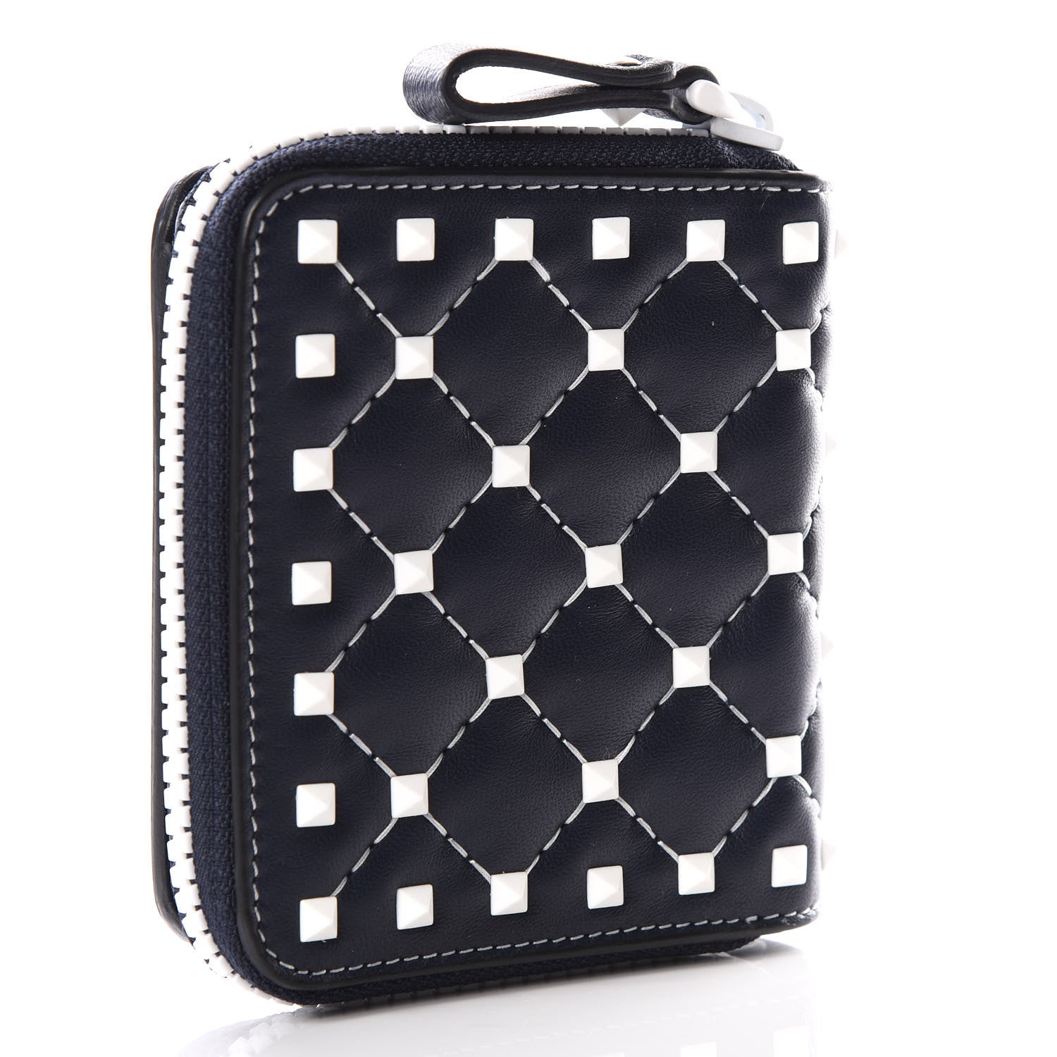 Valentino Garavani Nappa Free Rockstud Spike Compact Zip Around Wallet Marine 3 of 8
