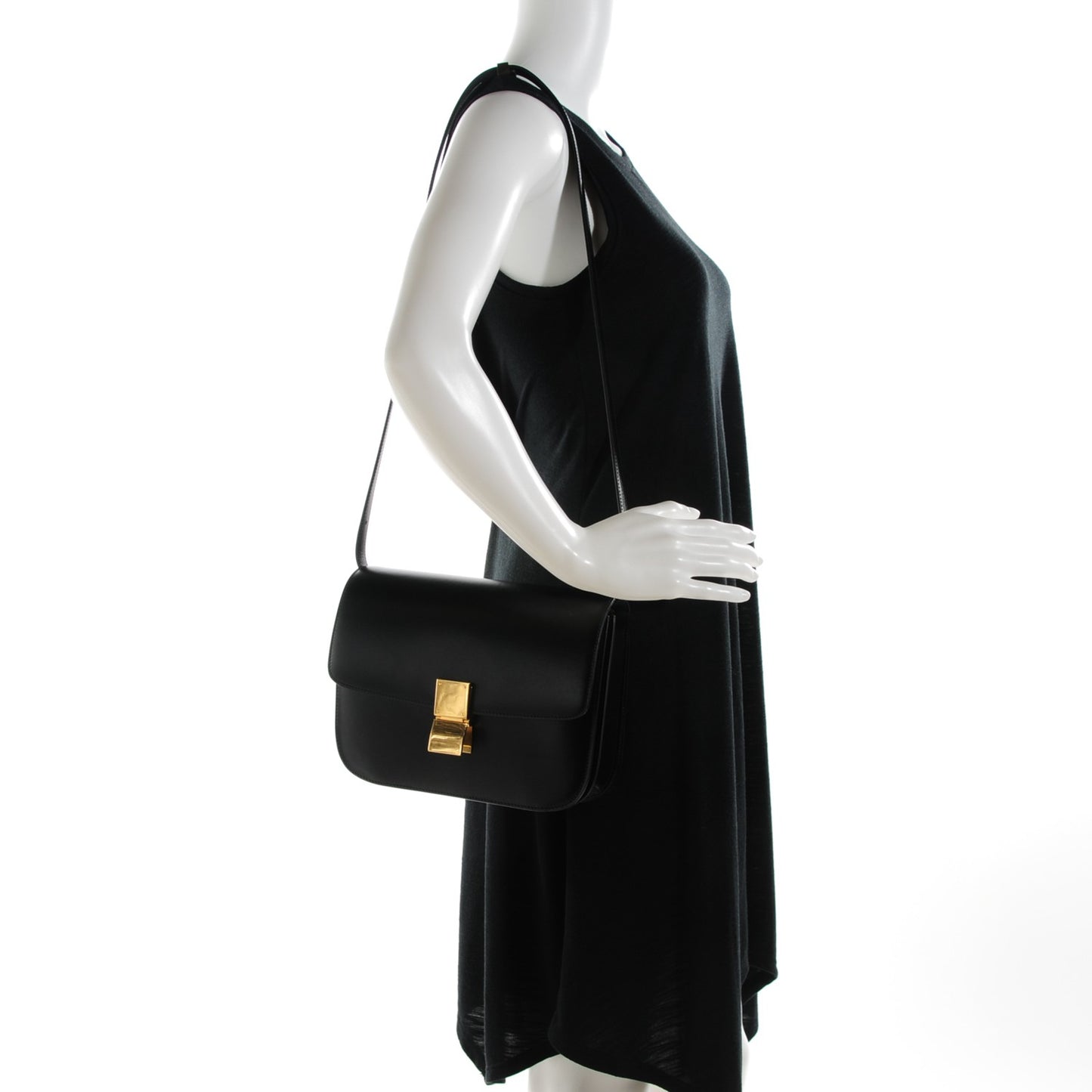 Box Calfskin Medium Classic Box Flap Bag Black