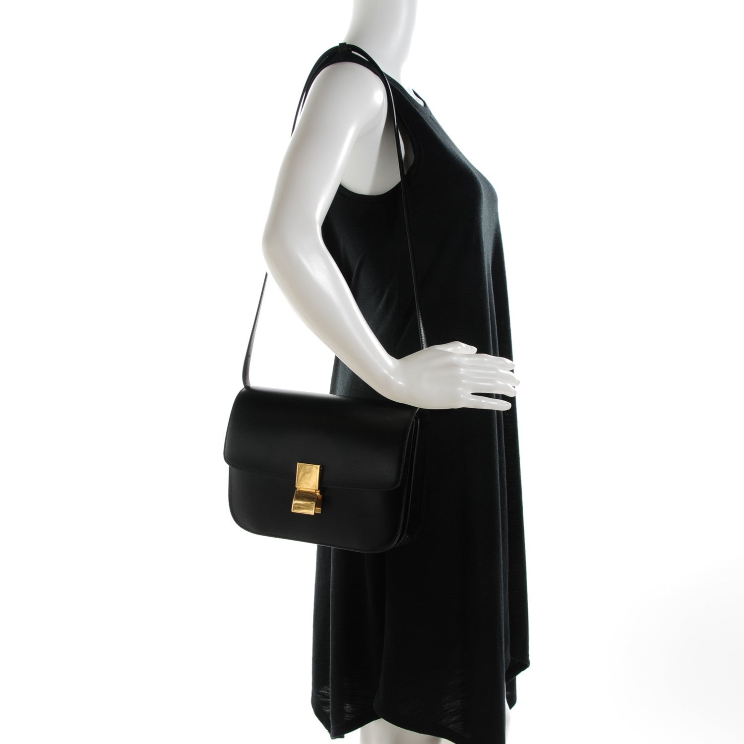 Celine Box Calfskin Medium Classic Box Flap Bag Black 2 of 7