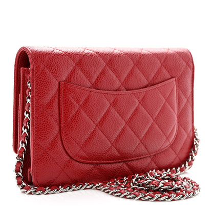 Chanel Caviar Quilted Wallet on Chain WOC Red 3 of 12