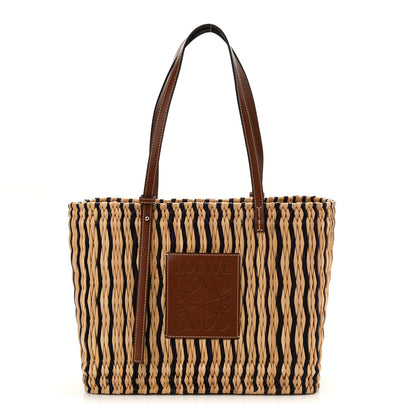 Loewe Raffia Paula's Ibiza Reed Square Basket Tote Bag Natural Black Pecan 1 of 9