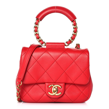 Chanel Lambskin Quilted Small In The Loop Handle Flap Bag Red 1 of 11