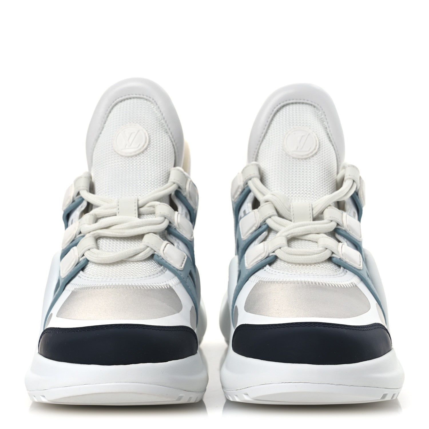 Louis Vuitton Calfskin Technical Nylon LV Archlight Sneakers 38 White Blue Gris 3 of 12