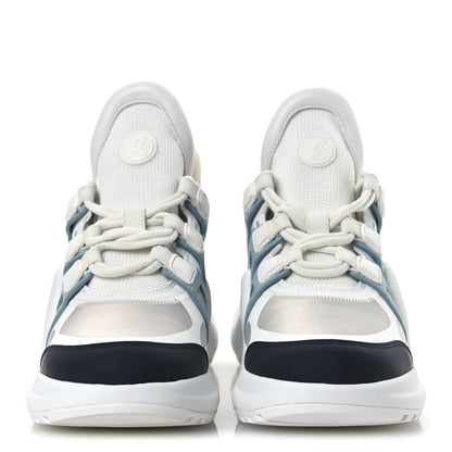 Louis Vuitton Calfskin Technical Nylon LV Archlight Sneakers 38 White Blue Gris 3 of 12