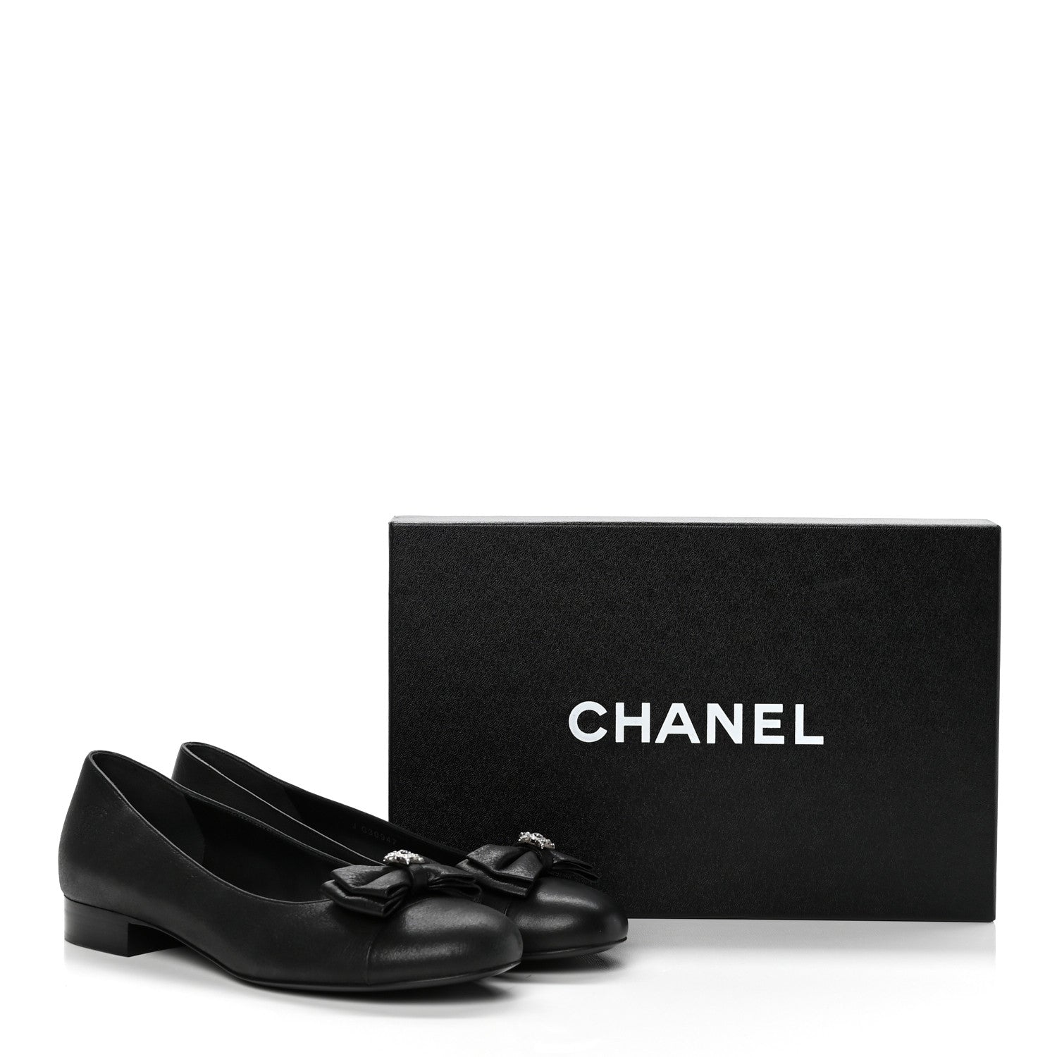 Chanel Buffalo Glitter Bow Ballerina Flats 38.5 Black 10 of 10
