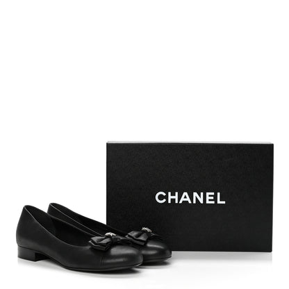 Chanel Buffalo Glitter Bow Ballerina Flats 38.5 Black 10 of 10
