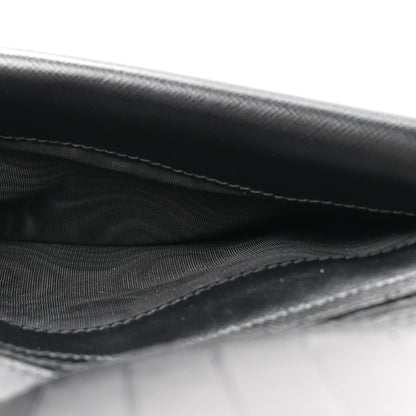 Salvatore Ferragamo Hammered Calfskin Vara Bow Chain Wallet Black White 5 of 11