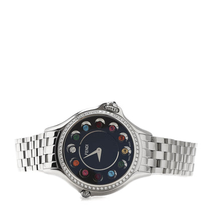 Fendi Stainless Steel Diamond Bezel Topaz 38mm Crazy Carats Quartz Watch Black 5 of 10