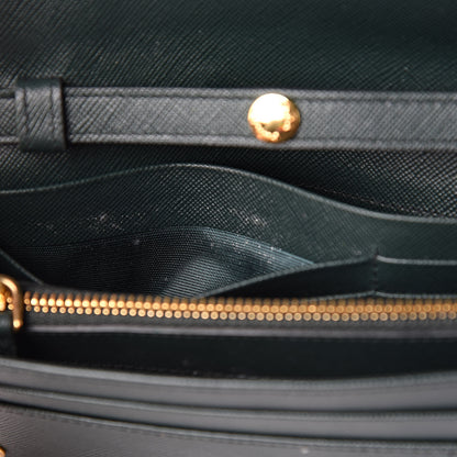 Prada Saffiano Metal Oro Chain Wallet Smeraldo 7 of 13