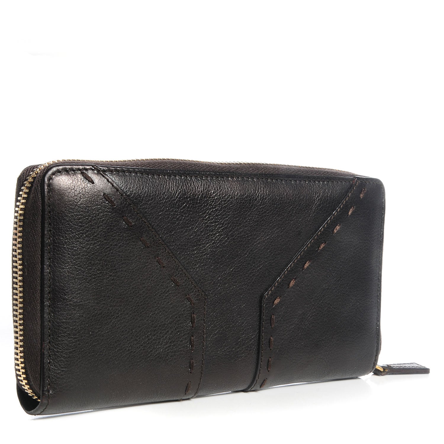 Saint Laurent Leather Muse Zip Around Wallet Brown 4 of 9