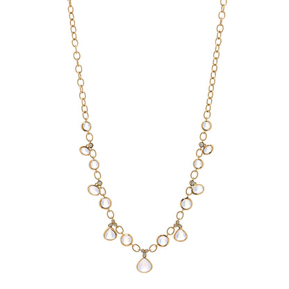Temple St. Clair 18K Yellow Gold Diamond Blue Moonstone Bib Necklace 1 of 5