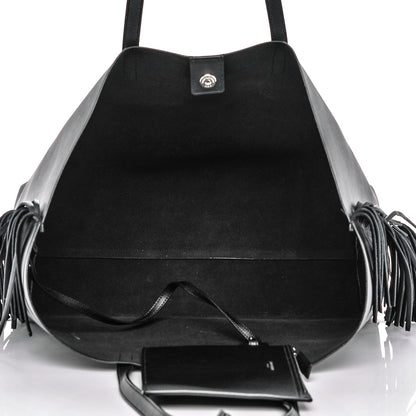 Saint Laurent Calfskin Large Fringe Shopping Tote Black 5 of 8
