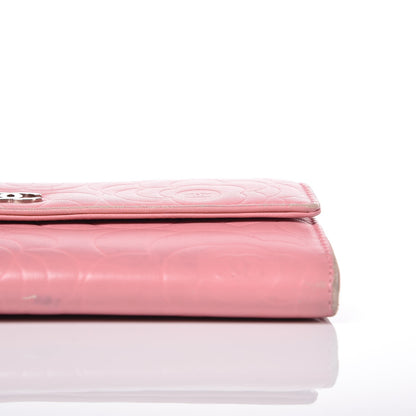 Chanel Lambskin Embossed Camellia Large Gusset Flap Wallet Pink 16 of 20