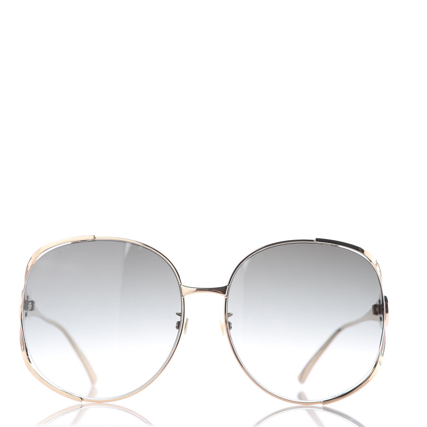 Gucci Metal Oversized Round Frame GG0225S Sunglasses Gold 4 of 8