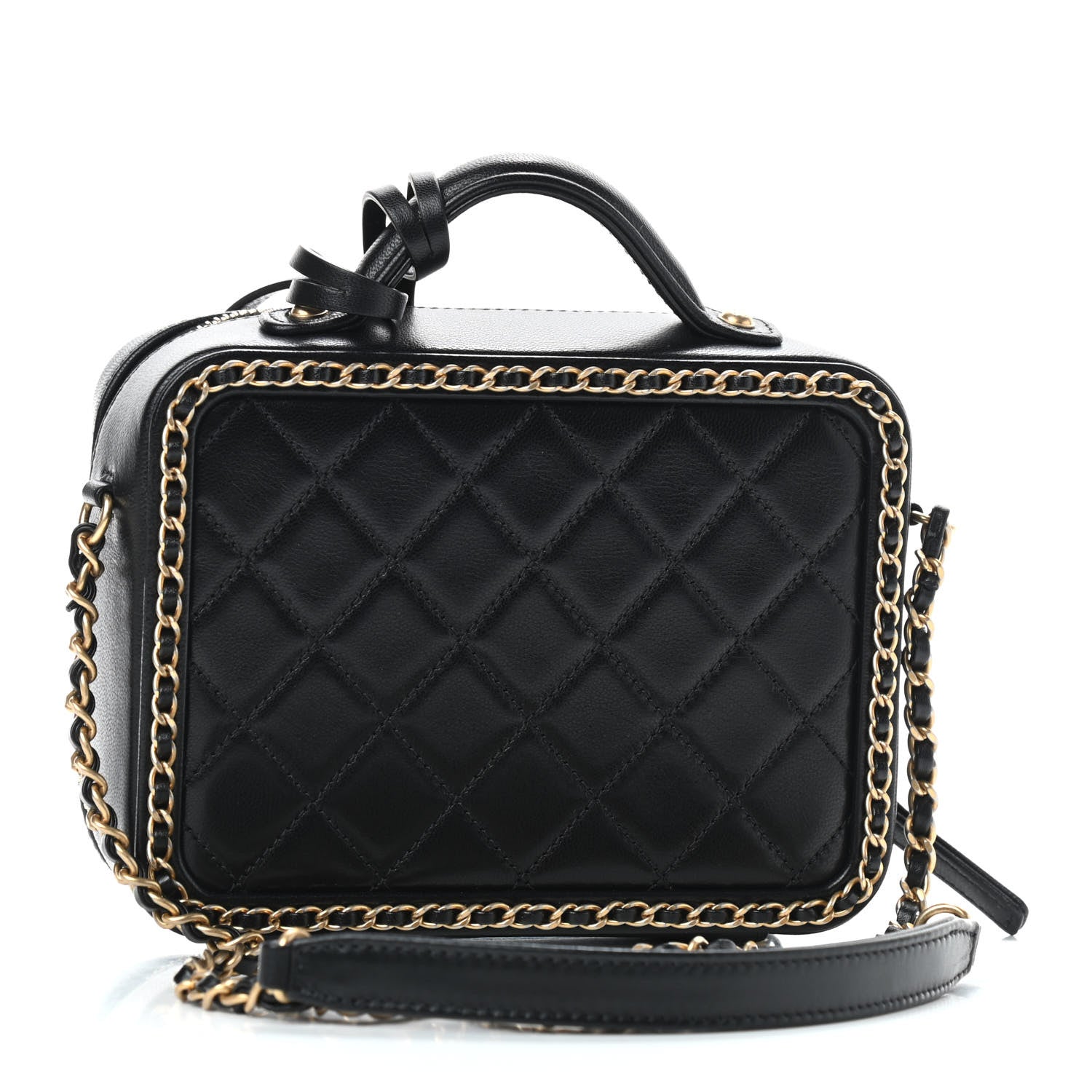 Chanel Goatskin Quilted Small CC Filigree Vanity Case Black 2 of 8