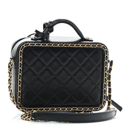 Chanel Goatskin Quilted Small CC Filigree Vanity Case Black 2 of 8