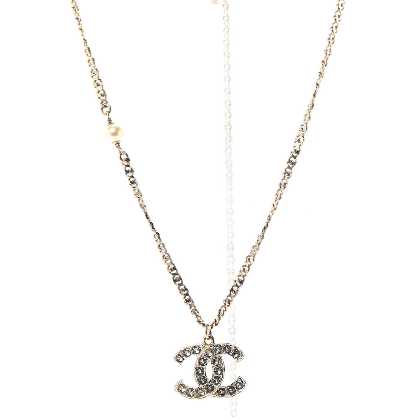 Crystal CC Pendant Necklace Gold