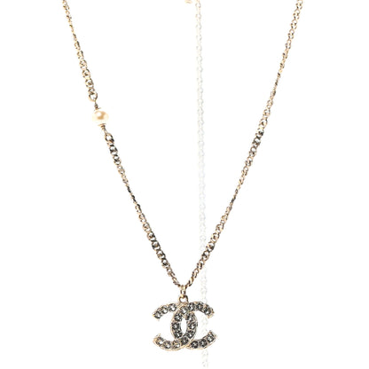 Chanel Crystal CC Pendant Necklace Gold 1 of 6