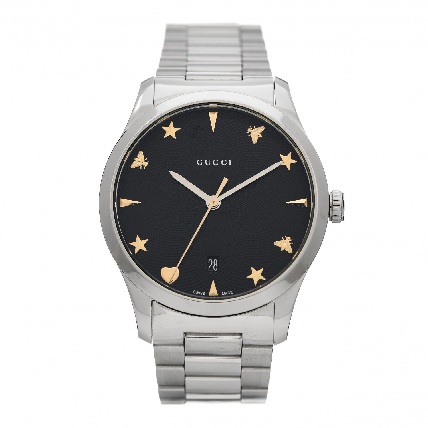 Gucci Stainless Steel 38mm G-Timeless Charm Quartz Watch Black 1 of 5