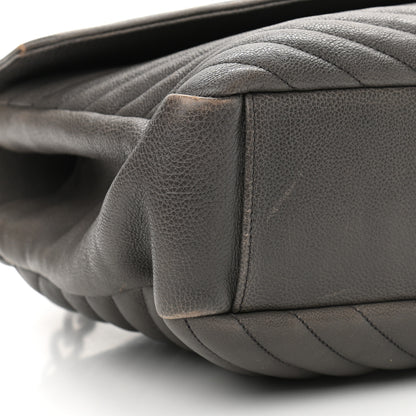Saint Laurent Sheepskin Matelasse Chevron Monogram Large College Satchel Dark Anthracite 10 of 14