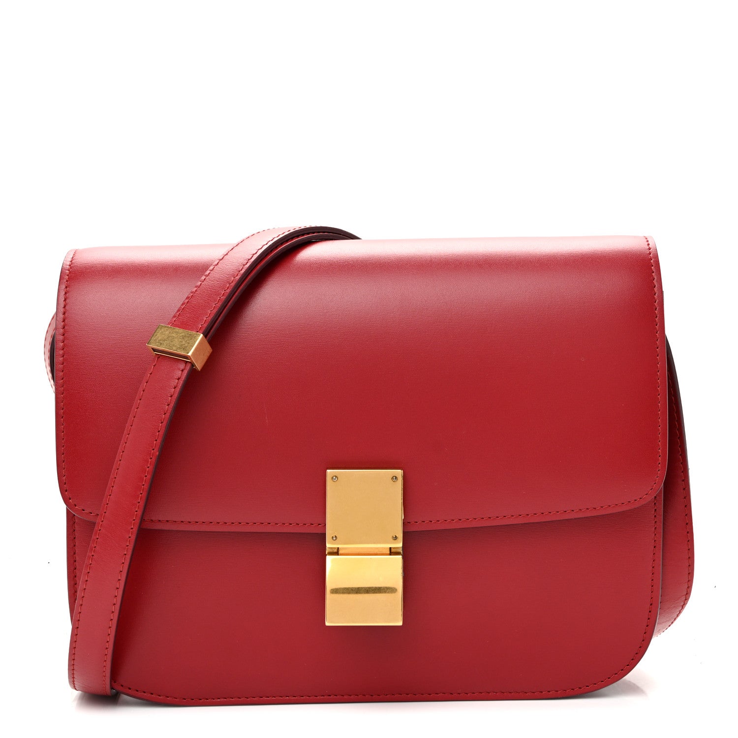 Celine Box Calfskin Medium Classic Box Flap Bag Red 1 of 14