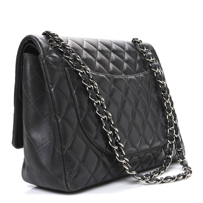 Chanel Lambskin Quilted Maxi Double Flap Dark Grey 3 of 10