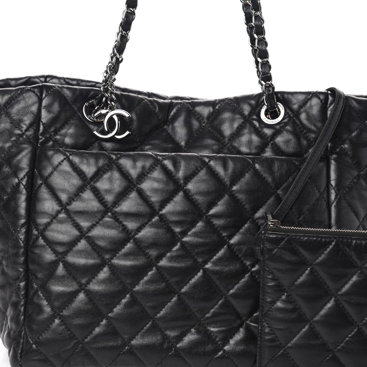 Lambskin Quilted Week End on Mars Tote Black