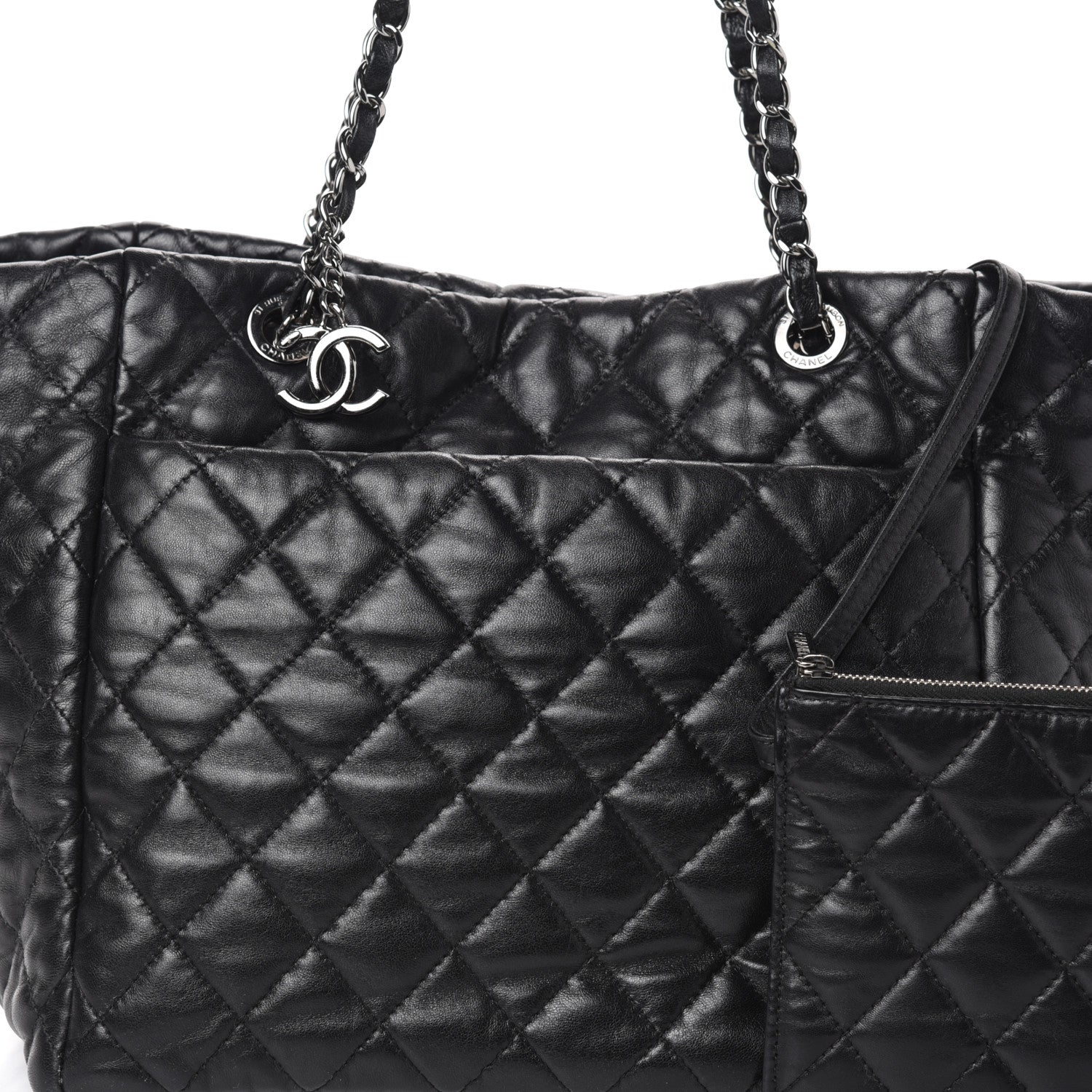 Chanel Lambskin Quilted Week End on Mars Tote Black 8 of 10