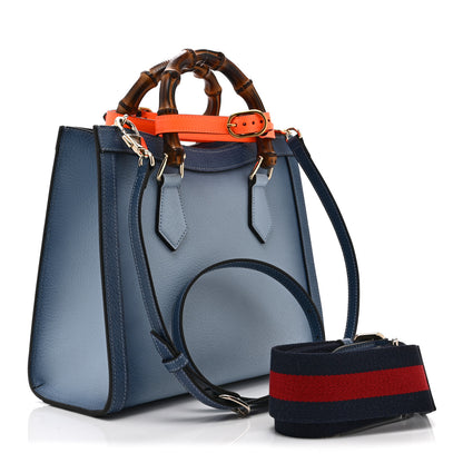 Gucci Textured Dollar Calfskin Web Small Diana Tote Bag Blue Ombre 3 of 11