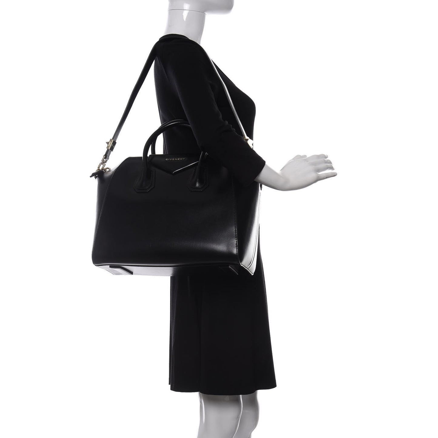 Shiny Lord Calfskin Medium Antigona Black