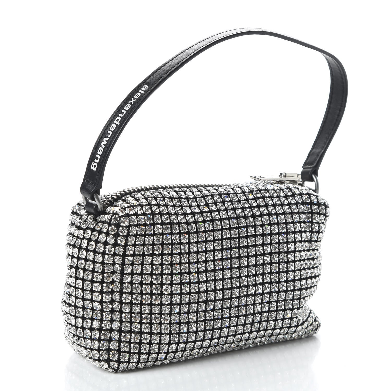 Alexander Wang Mesh Crystal Rhinestone Mini Heiress Pouch Black Silver 3 of 9