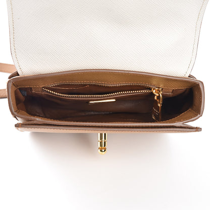 Prada Saffiano Pattina Crossbody Bag Caramel Talco 5 of 10