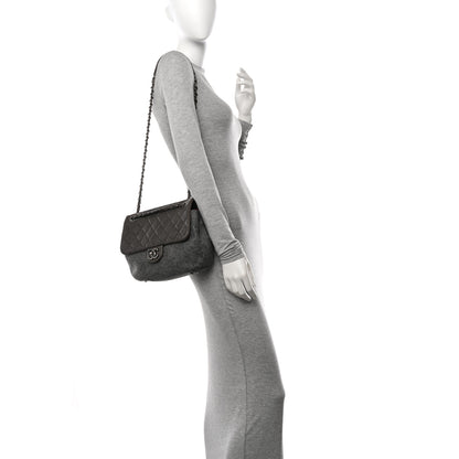 Chanel Felt Glazed Calfskin Quilted Edelweiss Flower Flap Grey 3 of 10