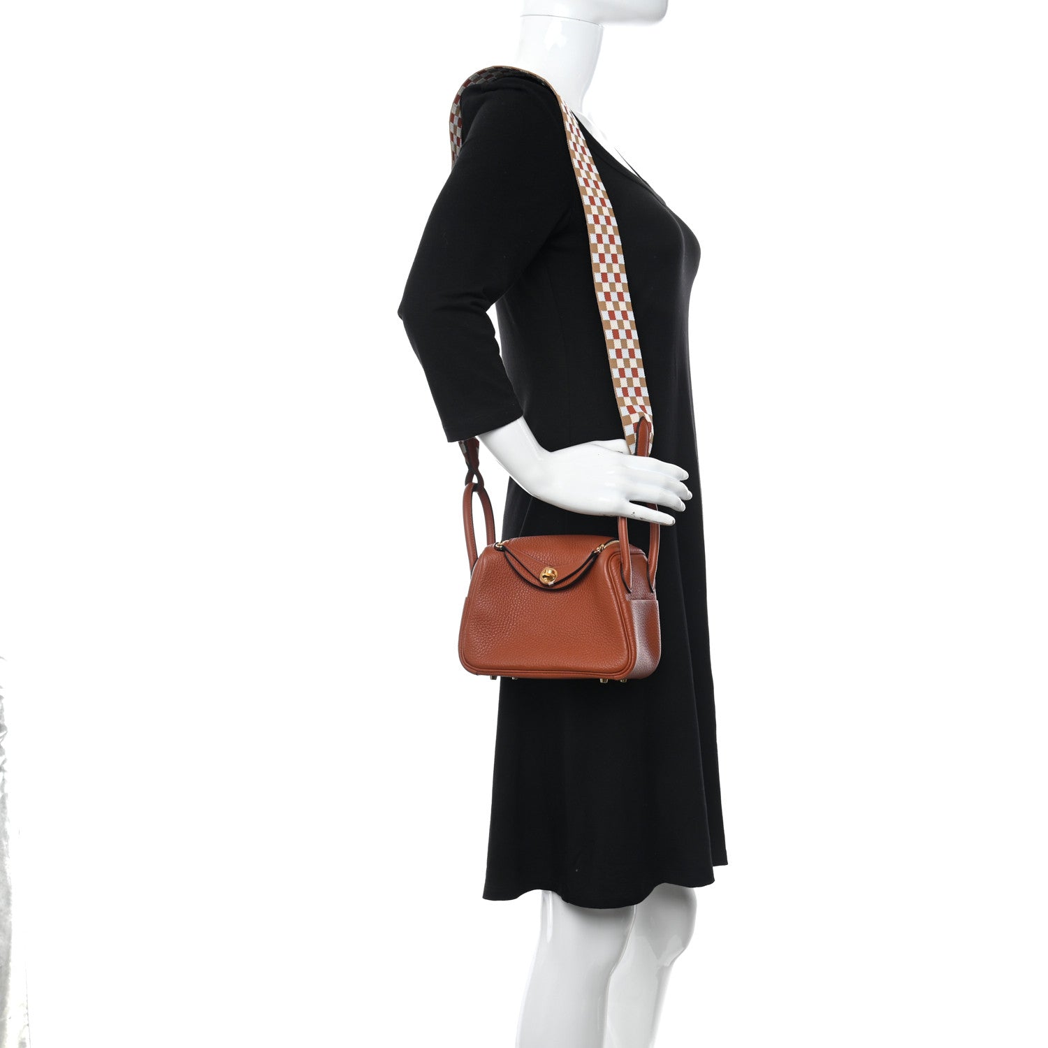 Hermes Taurillon Clemence Maxi Quadrille Mini Lindy 20 Cuivre Chai Nata Bleu Brume 2 of 10