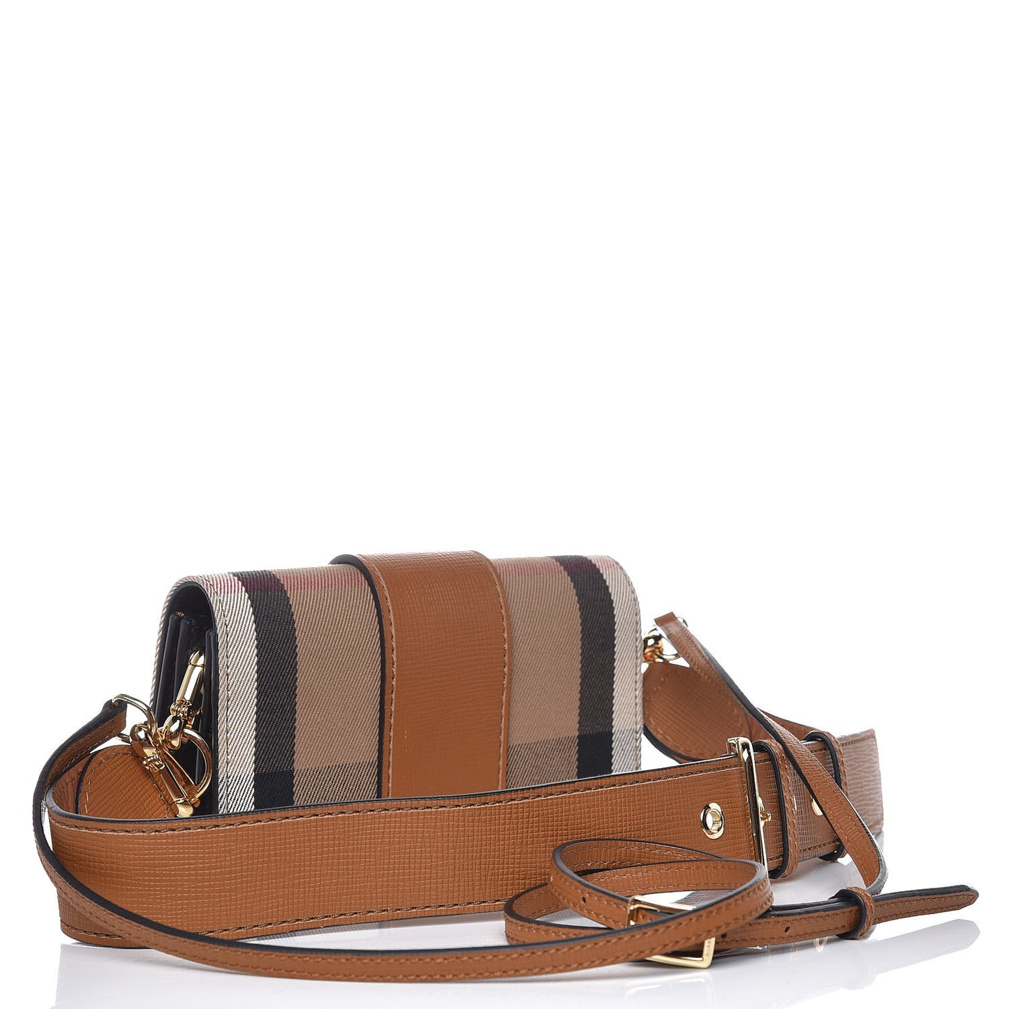 House Check Bridle Calfskin Small Madison Buckle Bag Tan
