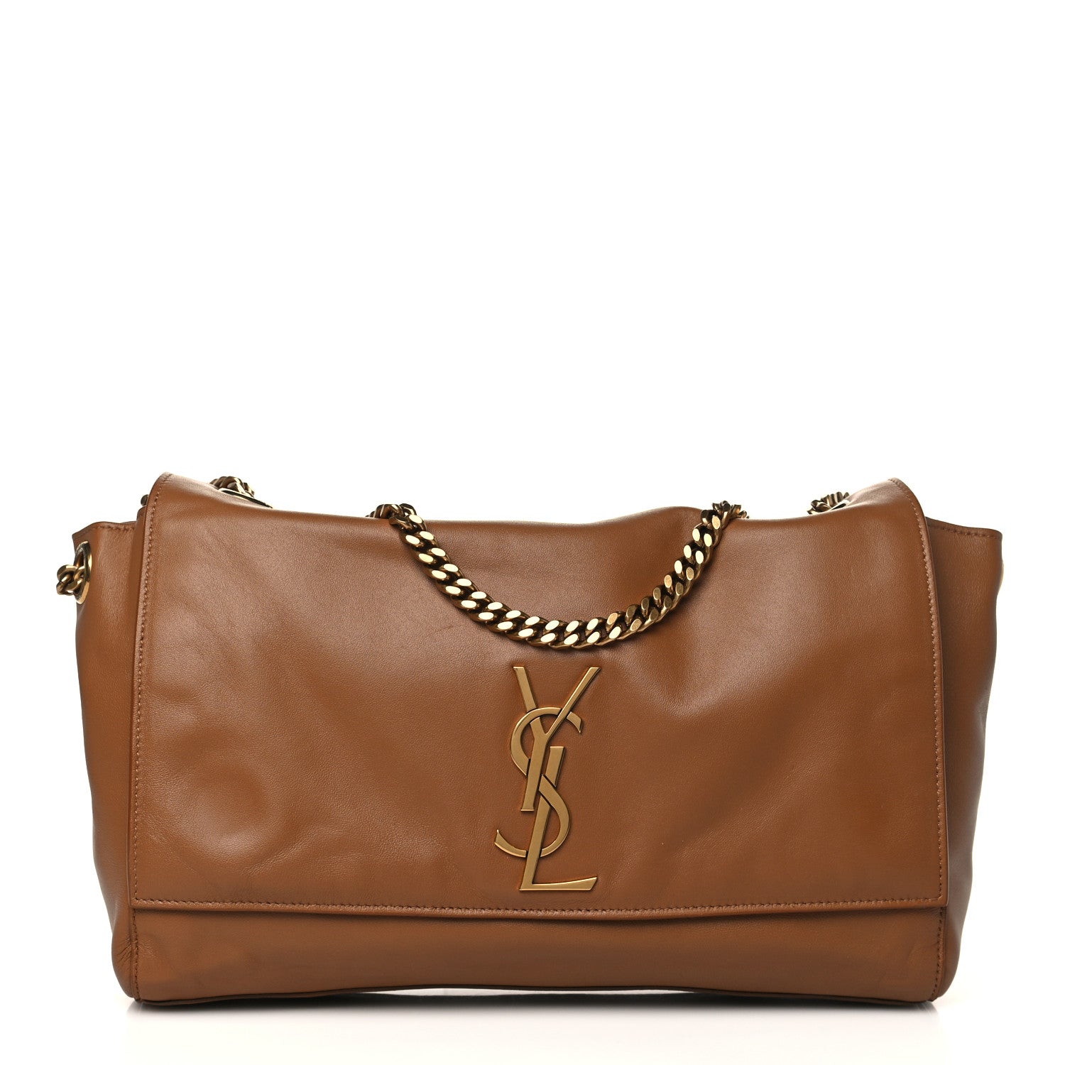 Saint Laurent Smooth Calfskin Suede Medium Reversible Monogram Kate Satchel Light Ochre 3 of 14