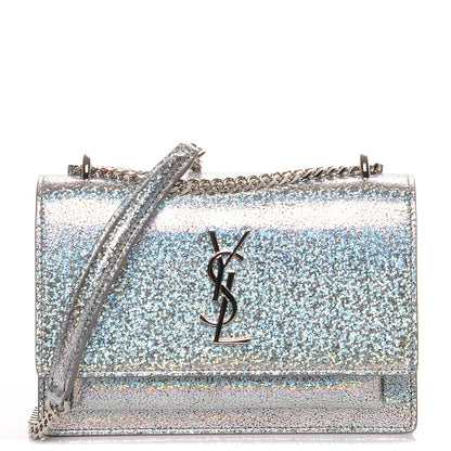 Saint Laurent Metallic Crackled Calfskin Monogram Sunset Chain Wallet Star Light 1 of 8