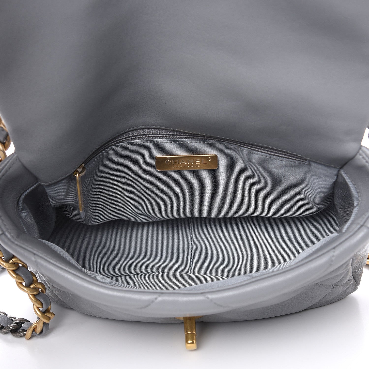 Chanel Lambskin Quilted Medium 19 Flap Grey 5 of 10