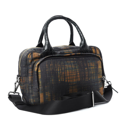 Prada Cordura Crocco Satchel Oro 3 of 9