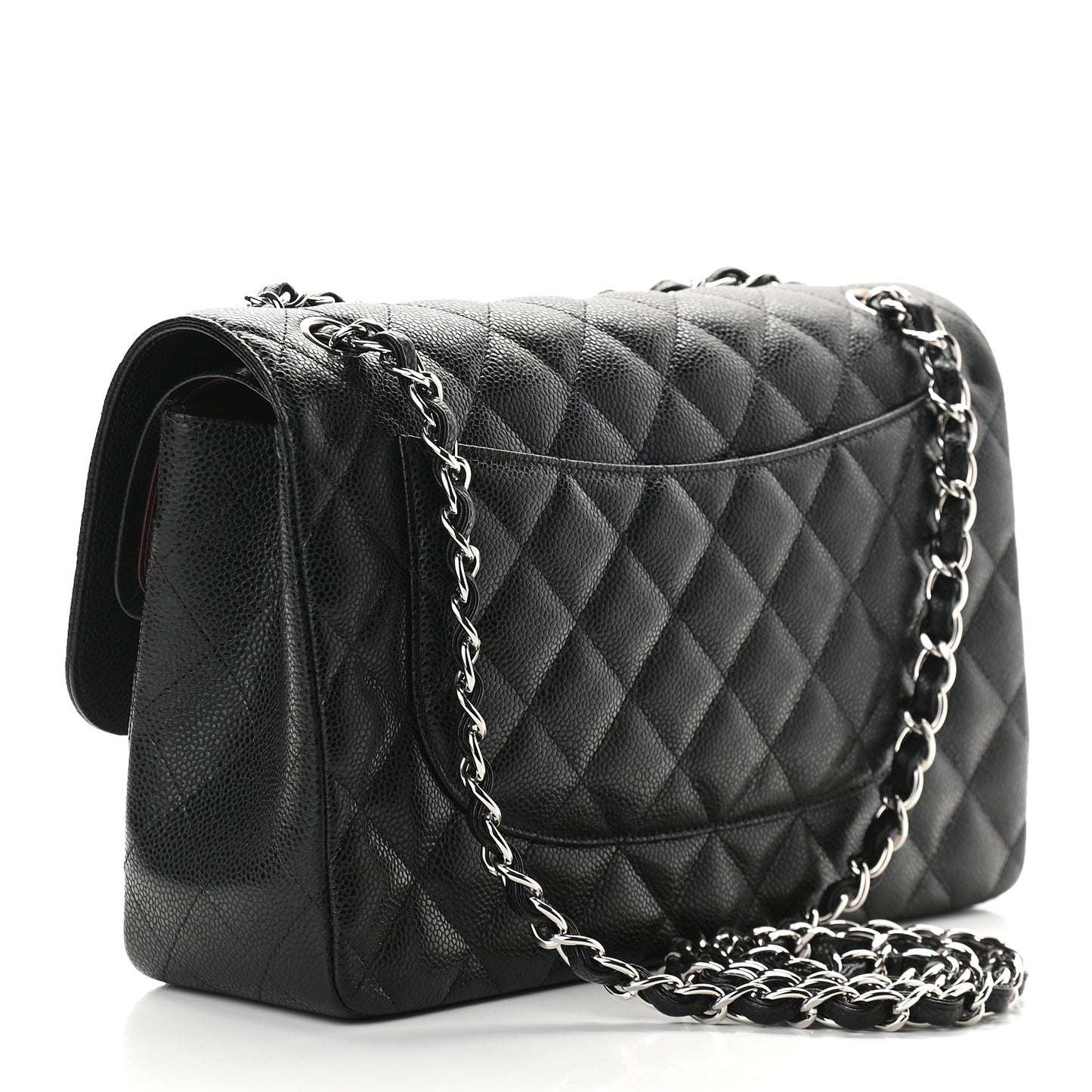 Caviar Quilted Jumbo Double Flap Black