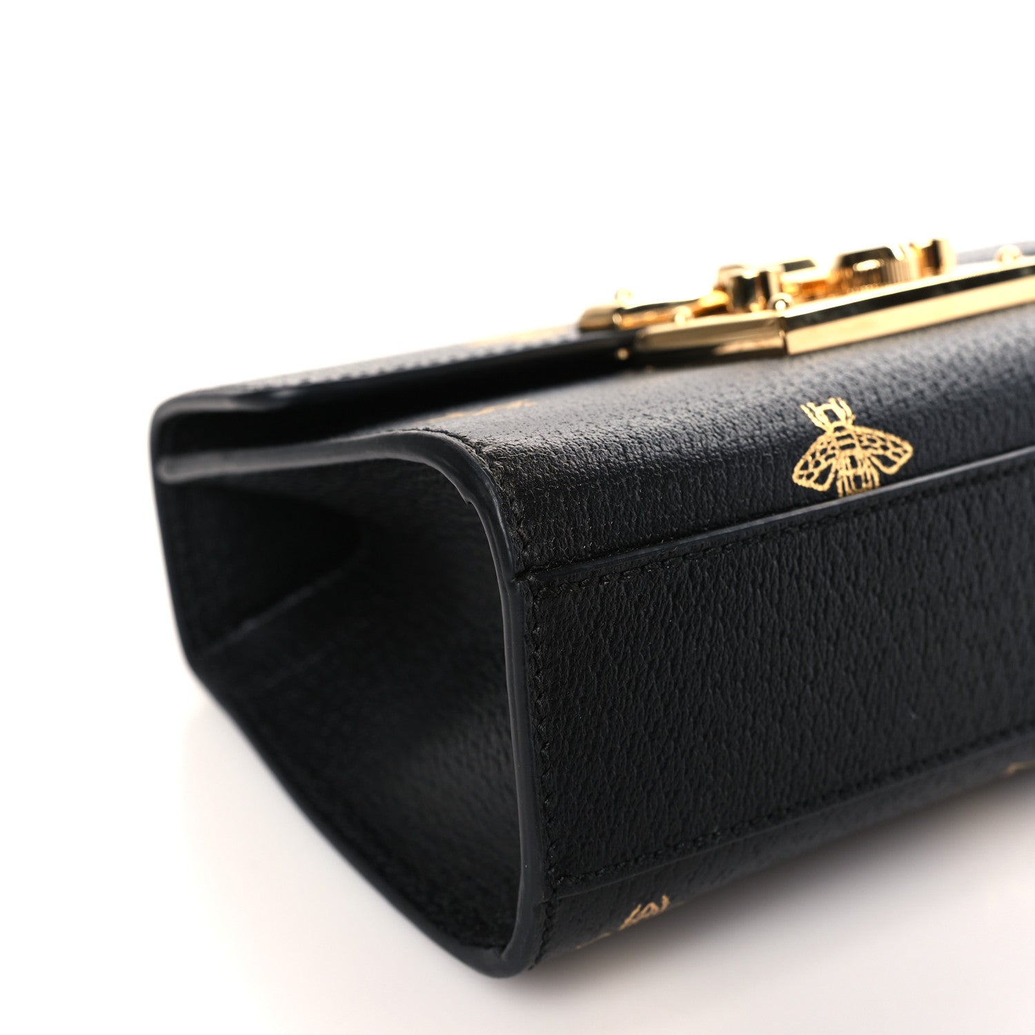 Gucci Grained Calfskin Bee Star Small Padlock Shoulder Bag Black 8 of 10
