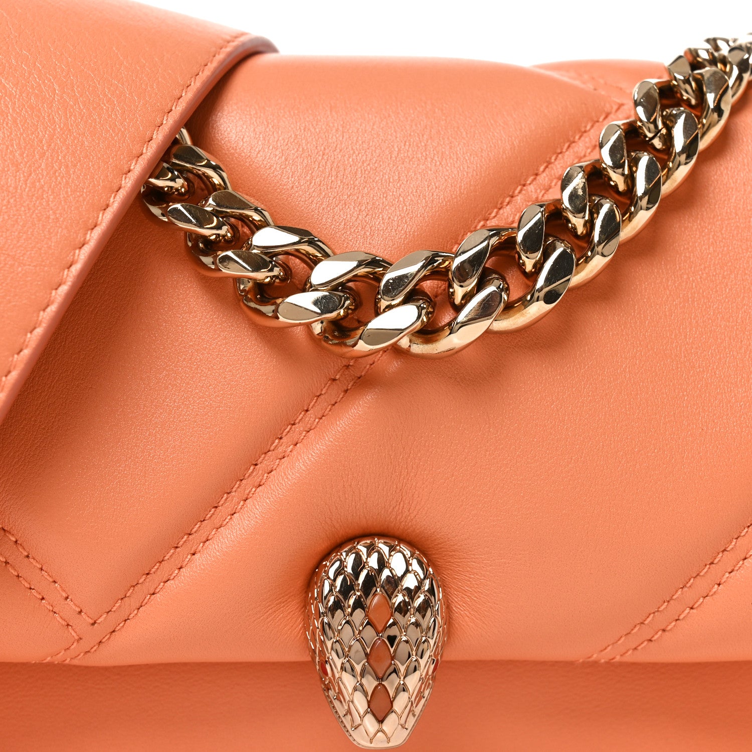 Bulgari Calfskin Matelasse Mini Serpenti Cabochon Crossbody Bag Orange 6 of 8