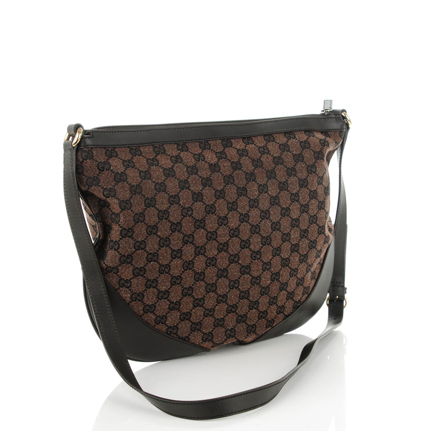 Denim Monogram Large Half Moon Hobo Dark Brown