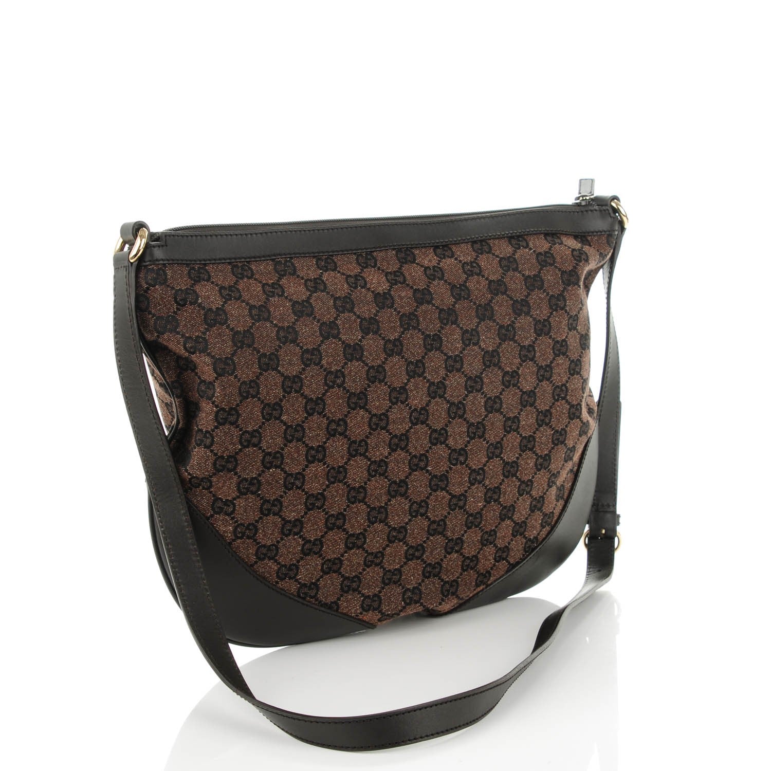 Gucci Denim Monogram Large Half Moon Hobo Dark Brown 3 of 7