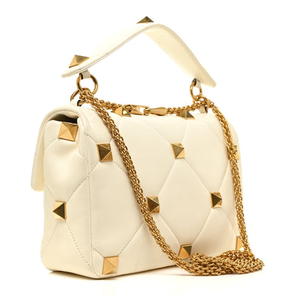 Valentino Garavani Nappa Large Roman Stud Shoulder Bag Ivory 2 of 18